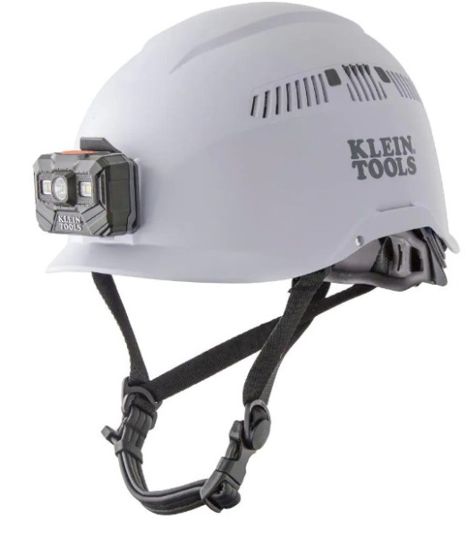 KLEIN HARD HAT CLASS C, TYPE I, WHITE W/HEADLAMP